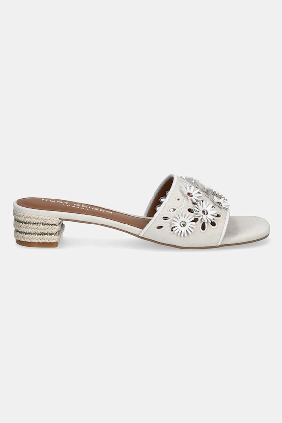 Kurt Geiger London papuci din piele Flower Low Sandal 4493544209.BONECOMB gri SS25