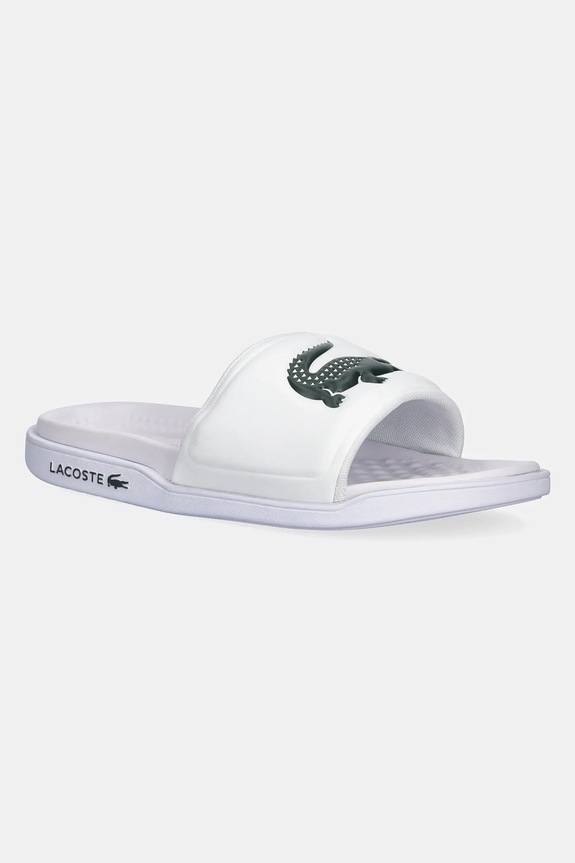 Natikači Lacoste SERVE SLIDE DUAL Imitacija zrnatega usnja bela 49CFA0041