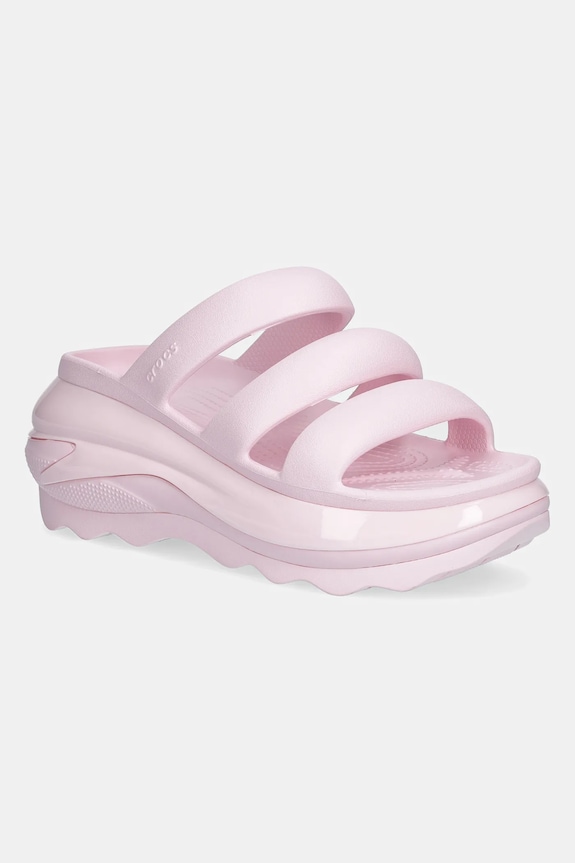 Crocs ciabatte slide Mega Crush Tripe Strap platform rosa 209842.6ZW