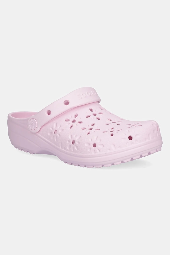 Παντόφλες Crocs Classic Floral Cut Out Clog πλατφόρμα ροζ 210927.6ZW