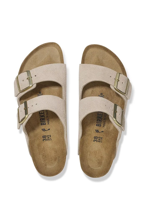 Birkenstock ciabatte slide in camoscio Arizona 1029260 beige