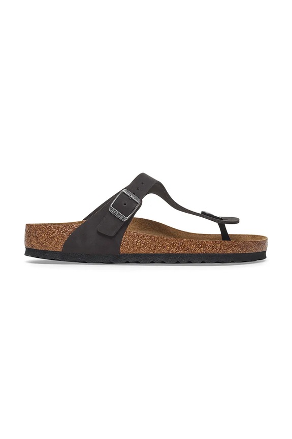 Nubukové žabky Birkenstock Gizeh SFB bez podpatku černá 1019023