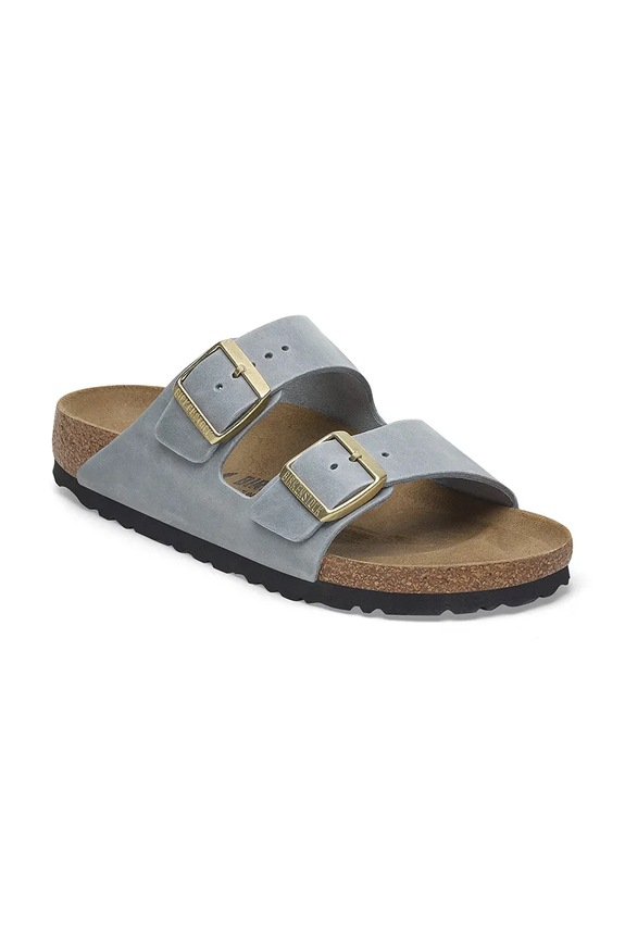 Birkenstock klapki skórzane Arizona 1029253 szary SS26