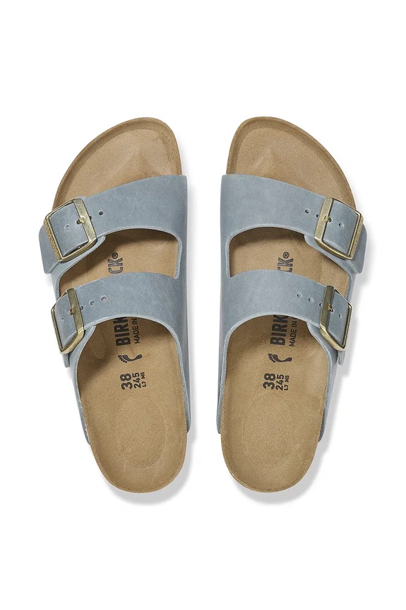 Birkenstock klapki skórzane Arizona 1029253 szary
