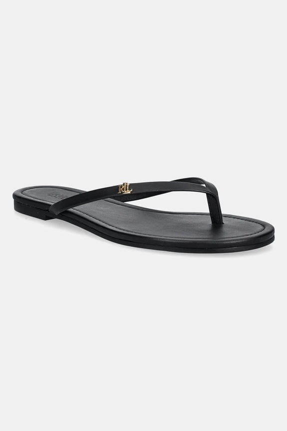 Lauren Ralph Lauren infradito in pelle Raquel pelle fiore nero 802953931001.001