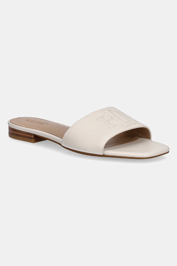 Lauren Ralph Lauren klapki skórzane Everley Sld płaski beżowy 802959143009.100