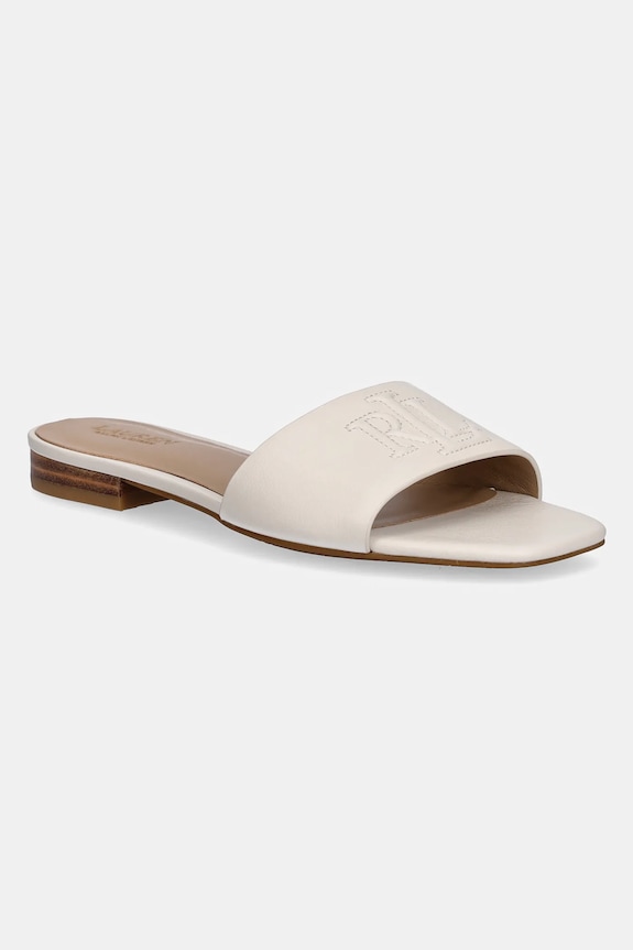 Lauren Ralph Lauren klapki skórzane Everley Sld płaski beżowy 802959143009.100