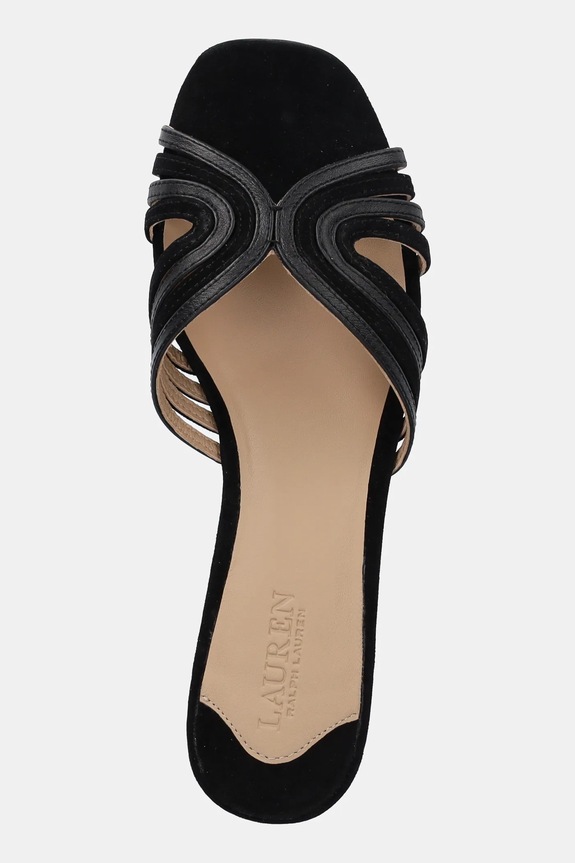 Kožené šľapky Lauren Ralph Lauren Fay Mtstrp čierna 802961818003.001