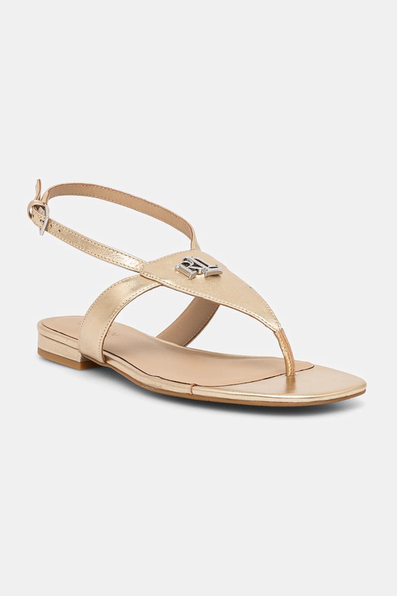 Δερμάτινα σανδάλια Lauren Ralph Lauren Everley φλατ χρυσαφί 802970532001.040
