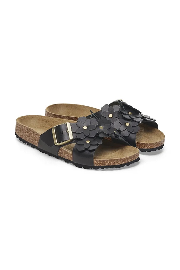 Birkenstock bőr papucs Siena Flowers fekete 1026734