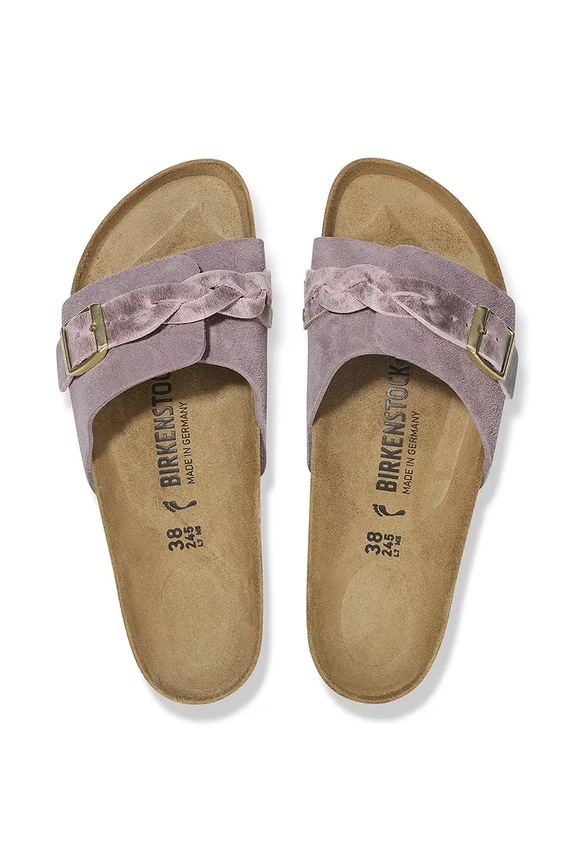 Birkenstock papucs velúrból Oita Braided 1029123 lila