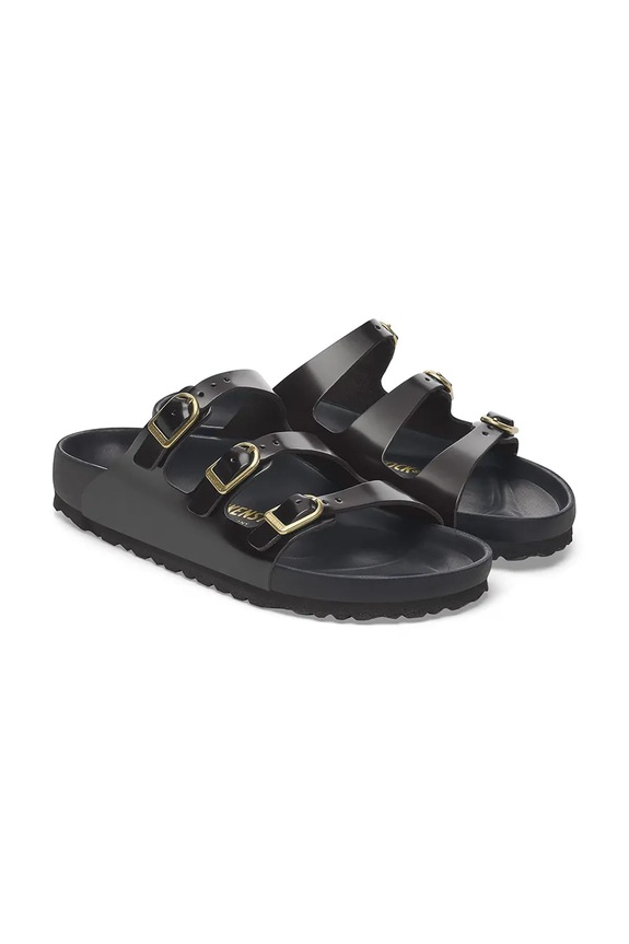 Birkenstock klapki skórzane Florida D-Buckle Exq czarny 1029385