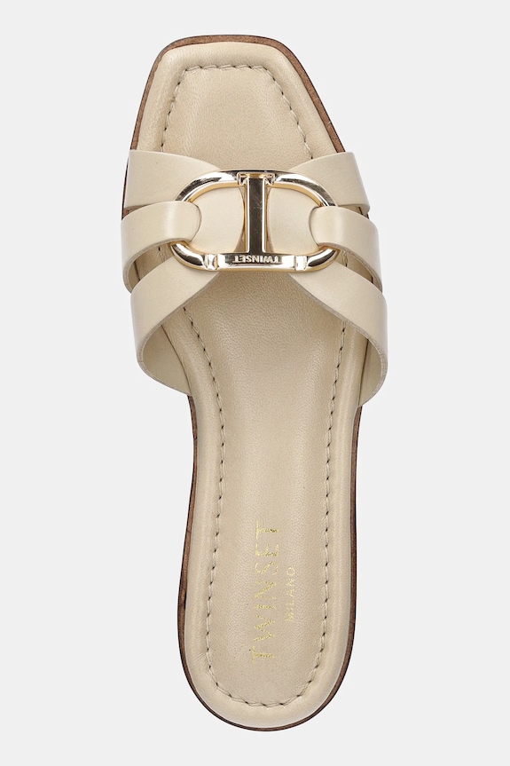 Twinset bőr papucs bézs 251TGT090.11640