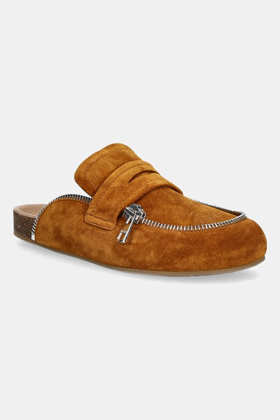 JW Anderson ciabatte slide in camoscio Biker Loafer pelle scamosciata marrone LF0071.LA0240.640