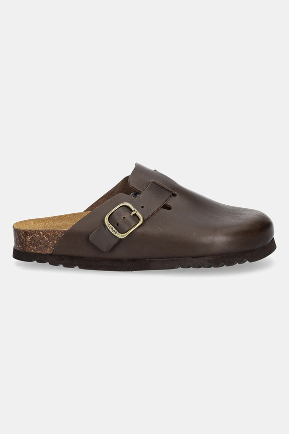 Δερμάτινες παντόφλες Scholl FAE F318171590 καφέ SS26
