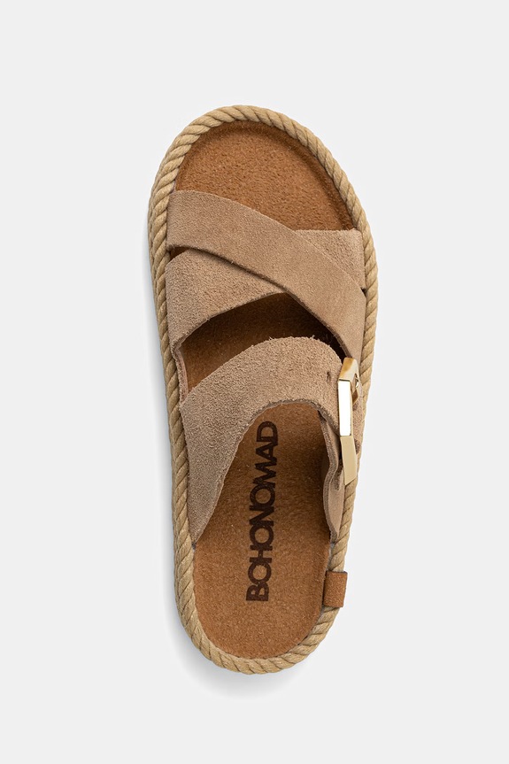 Bohonomad papuci espadrile de damă din piele întoarsă Sevilla bej SEV.12