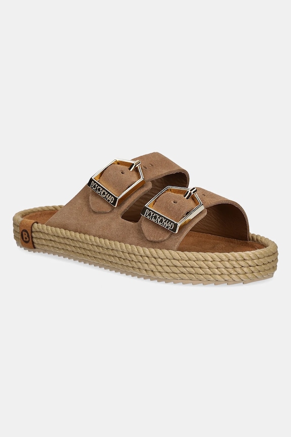 Bohonomad papuci espadrile de damă din piele întoarsă Sydney piele maro SYD.12