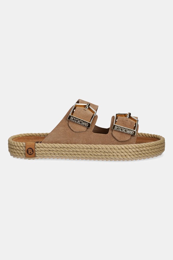 Bohonomad papuci espadrile de damă din piele întoarsă Sydney SYD.12 maro SS26