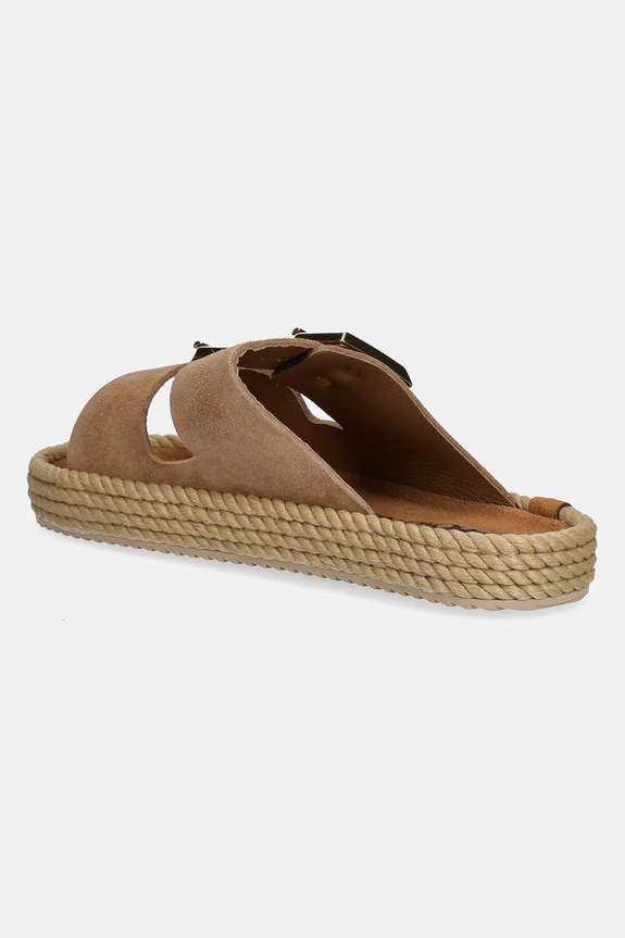 Încălțăminte Bohonomad papuci espadrile de damă din piele întoarsă Sydney SYD.12 maro