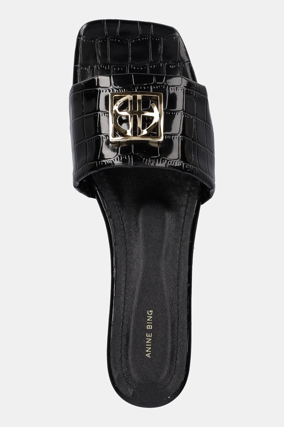 Kožené pantofle Anine Bing Ria Sandals Monogram černá A.14.10784