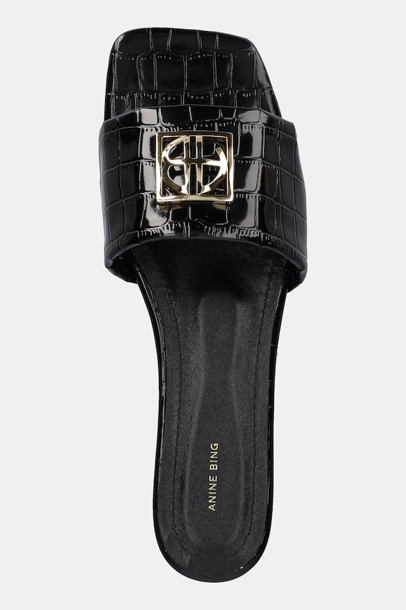 Kožené pantofle Anine Bing Ria Sandals Monogram černá A.14.10784