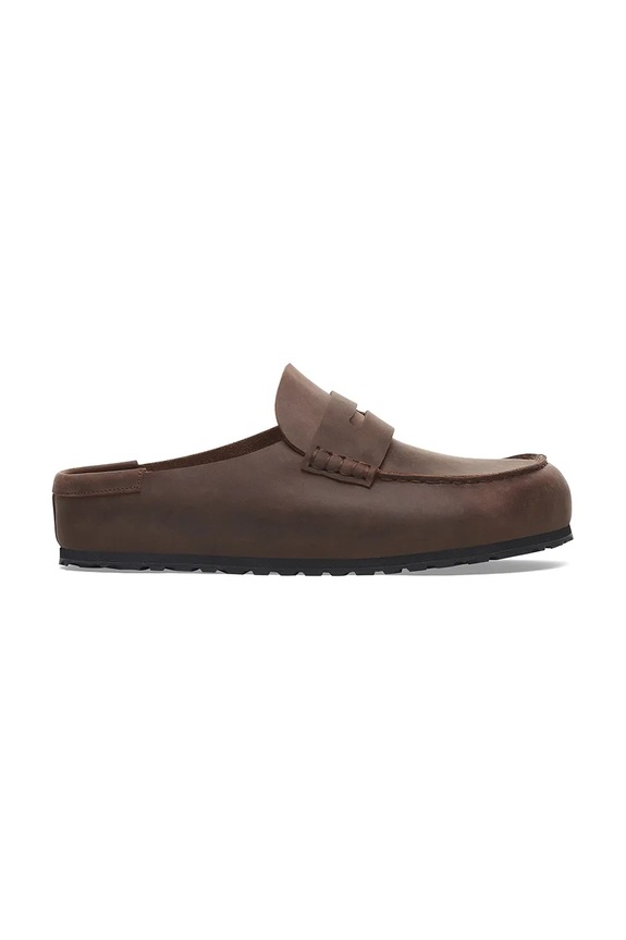Шкіряні шльопанці Birkenstock Naples Wrapped LEOI віденський коричневий 1029700
