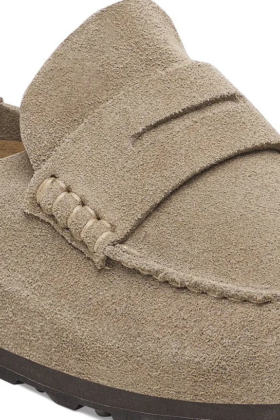 Shoes Birkenstock suede sliders Naples Wrapped LEVE 1029710 beige