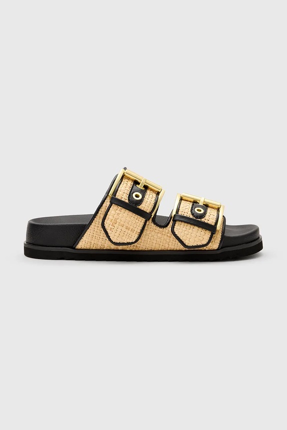 Šľapky AllSaints Sian Raffia Sandal plochý béžová W091FC