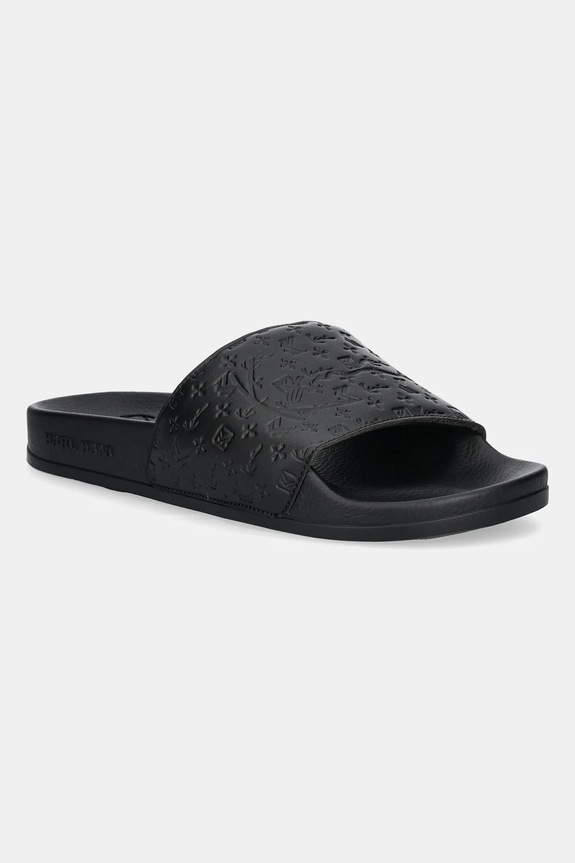 Šľapky Karl Kani Pool Slide PRM imitácia kože čierna PD00006205
