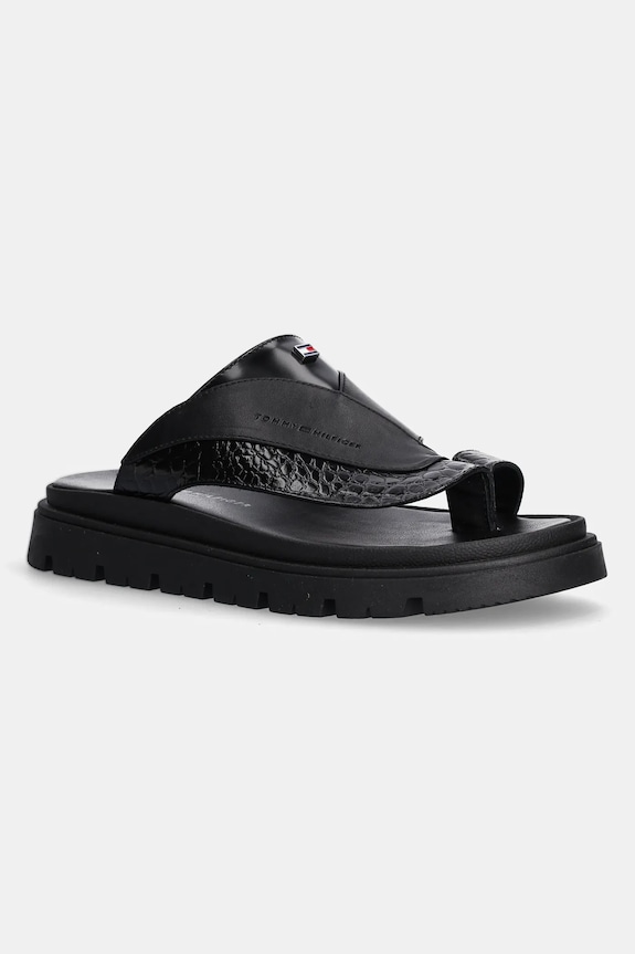 Kožené šľapky Tommy Hilfiger čierna T4B2.33947