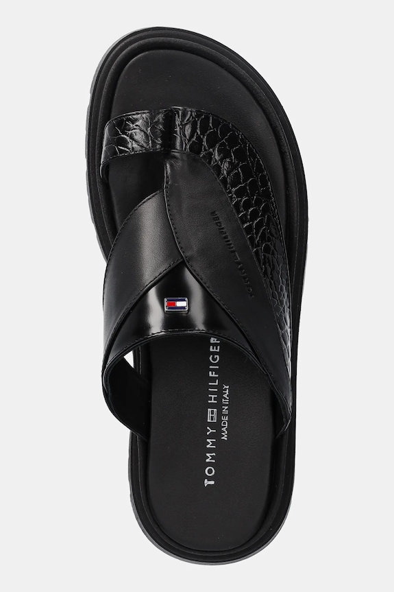 Kožené šľapky Tommy Hilfiger čierna T4B2.33947