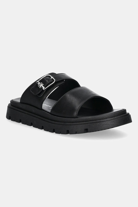 Детские кожаные шлепанцы Calvin Klein Jeans чёрный V4B2.83055