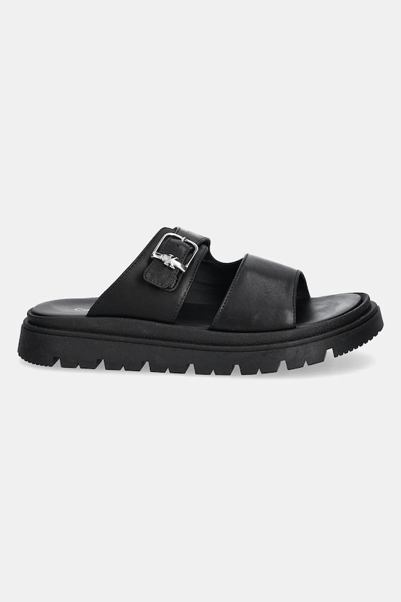 Детские кожаные шлепанцы Calvin Klein Jeans V4B2.83055 чёрный SS25
