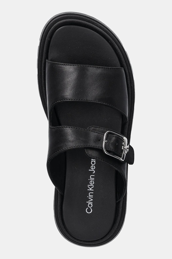 Детские кожаные шлепанцы Calvin Klein Jeans чёрный V4B2.83055