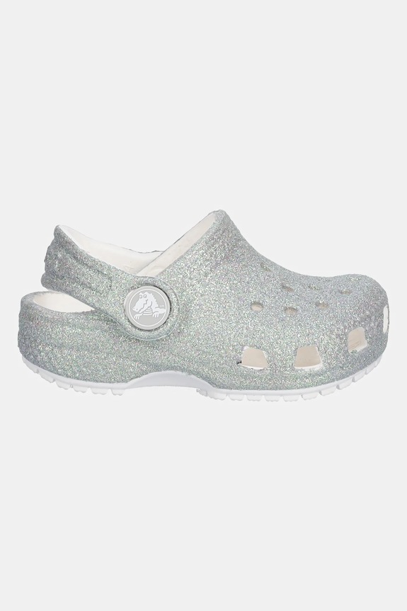 Natikače Crocs CLASSIC IRIDESCENT GLITTER CLOG KIDS 210985.CROCS.CLASSIC.IR srebrna SS25