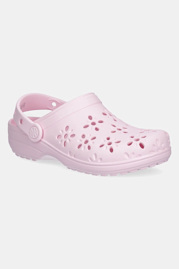 Παντόφλες Crocs CLASSIC FLORAL CUT OUT CLOG KIDS ροζ 210943.CROCS.CLASSIC.FL
