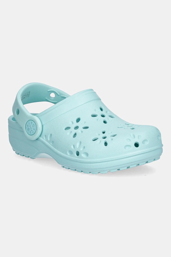 Natikače Crocs CLASSIC FLORAL CUT OUT CLOG KIDS tirkizna 210943.CROCS.CLASSIC.FL
