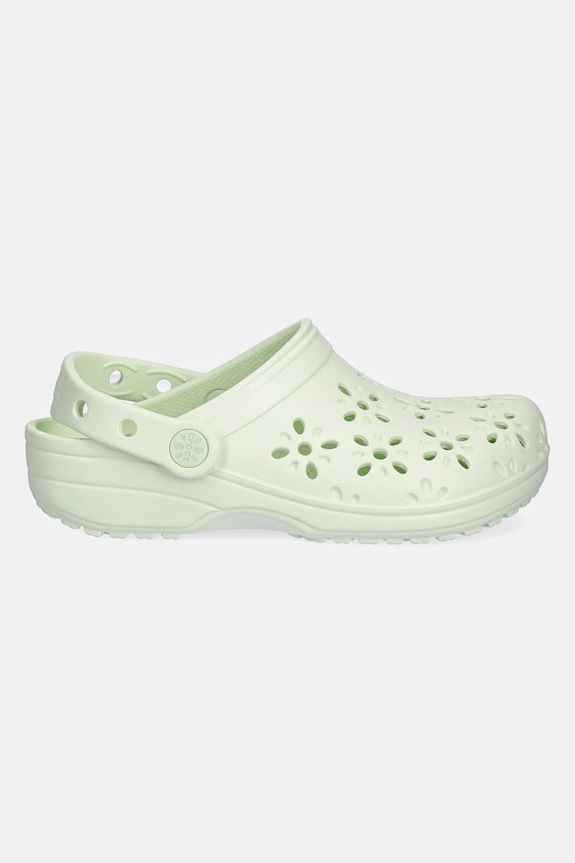 Natikači Crocs CLASSIC FLORAL CUT OUT CLOG KIDS 210943.CROCS.CLASSIC.FL zelena SS26