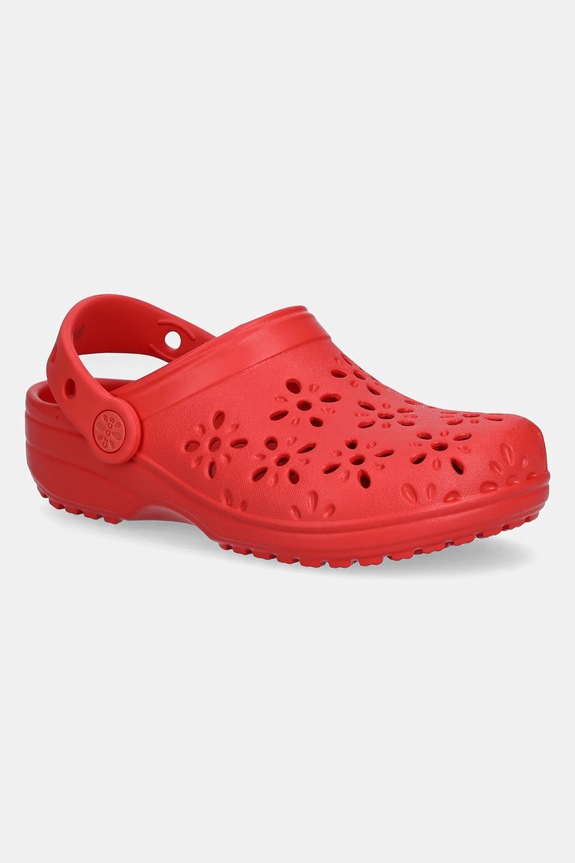 Crocs papuci CLASSIC FLORAL CUT OUT CLOG KIDS rosu 210943.CROCS.CLASSIC.FL