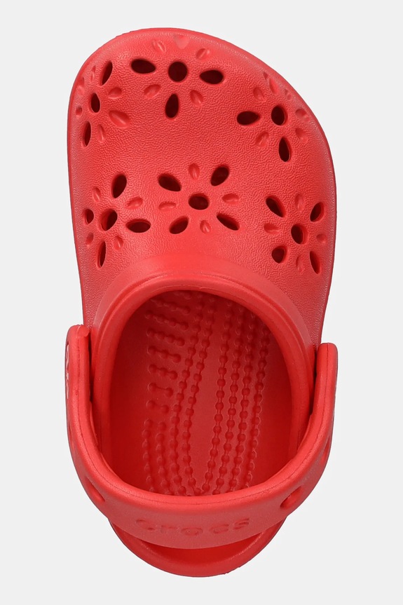 Šľapky Crocs CLASSIC FLORAL CUT OUT CLOG KIDS červená 210944.CROCS.CLASSIC.FL