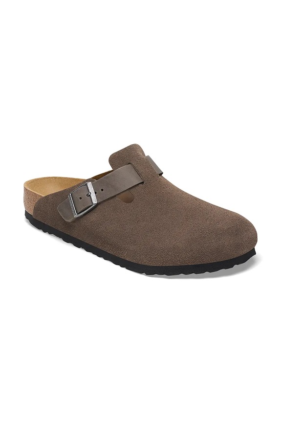 Birkenstock klapki zamszowe Boston zielony 1029210