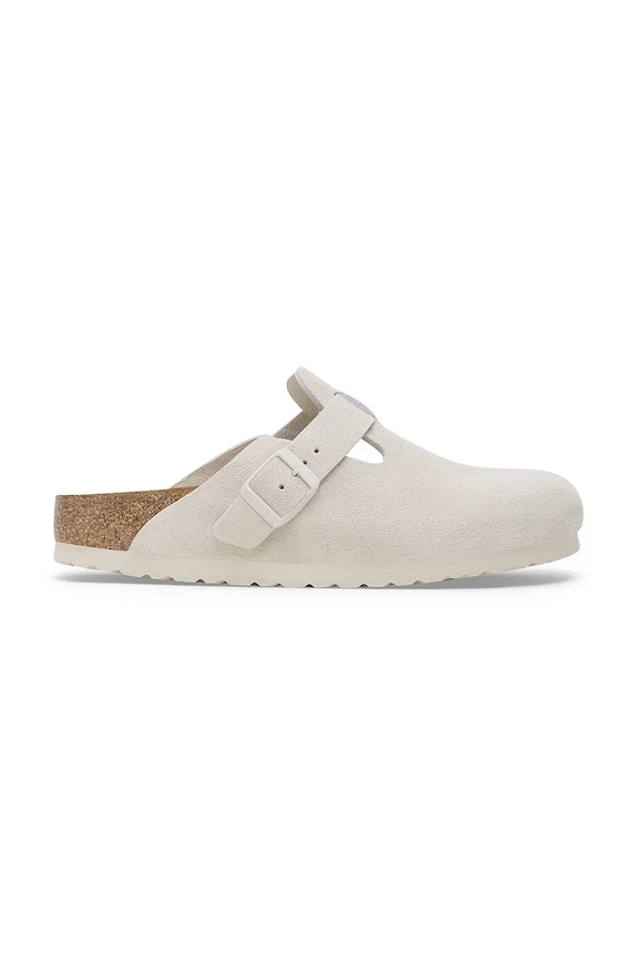 Birkenstock klapki zamszowe Boston SFB biały 1027667
