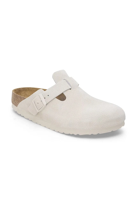 Birkenstock klapki zamszowe Boston SFB 1027667 biały SS25