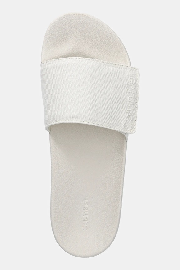 Παντόφλες Calvin Klein ADJ POOL SLIDE CANVAS LOGO μπεζ HM0HM01749
