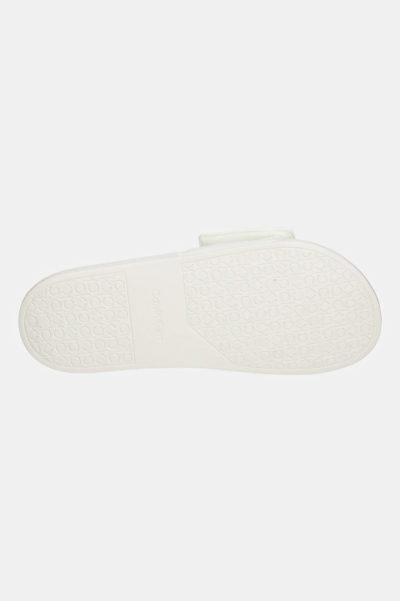 Παντόφλες Calvin Klein ADJ POOL SLIDE CANVAS LOGO HM0HM01749 μπεζ