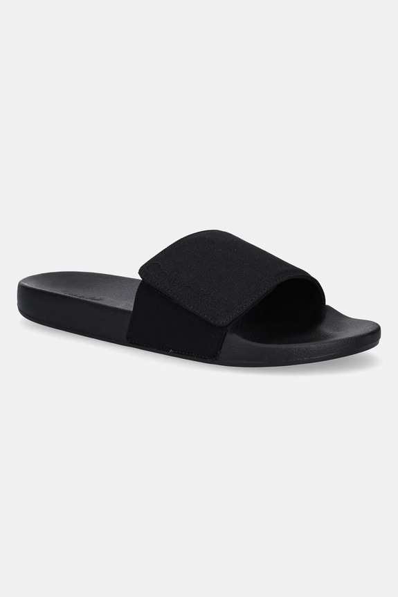 Παντόφλες Calvin Klein ADJ POOL SLIDE CANVAS LOGO Planet friendly μαύρο HM0HM01749