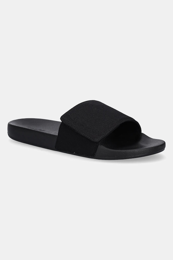 Παντόφλες Calvin Klein ADJ POOL SLIDE CANVAS LOGO Planet friendly μαύρο HM0HM01749