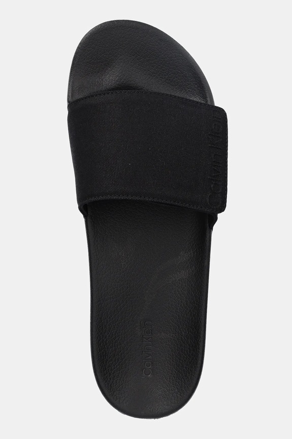 Παντόφλες Calvin Klein ADJ POOL SLIDE CANVAS LOGO μαύρο HM0HM01749