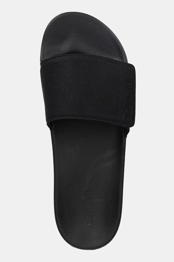 Παντόφλες Calvin Klein ADJ POOL SLIDE CANVAS LOGO μαύρο HM0HM01749