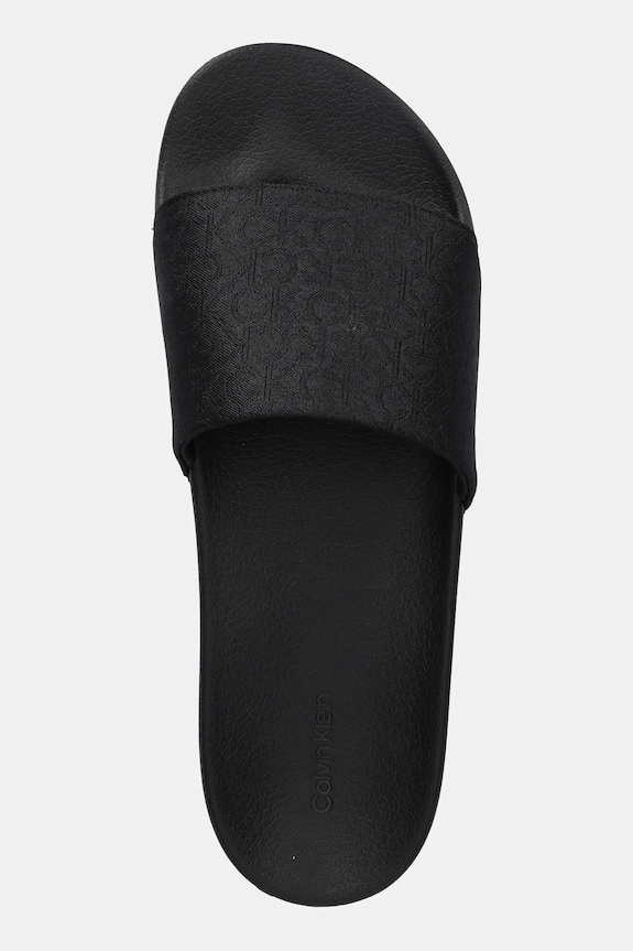 Παντόφλες Calvin Klein POOL SLIDE JAQ MONO μαύρο HM0HM01762